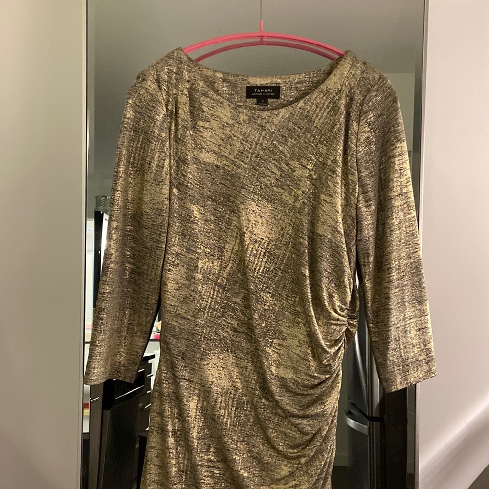 Like New! Tahari Gold Cocktail Dress